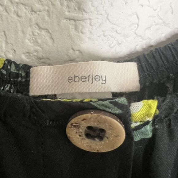 Eberjey Elsie Black Floral Print Mini Dress Off Shoulder Button Up Small j27 - Picture 13 of 13